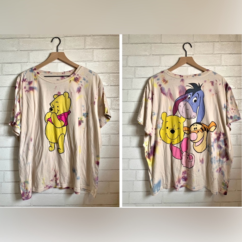 Disney Winnie the Pooh Custom Handmade Tie-Dye Short Sleeve Tee Top